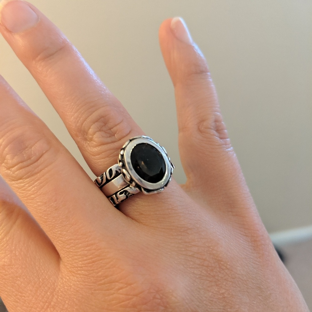 Smoky quartz and silver ring